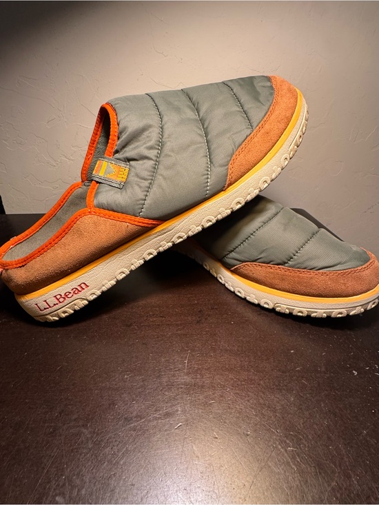 L.L. Bean Other - Men’s L.L. Bean Quilted Olive Green and Orange Slip-On Mules Size 12